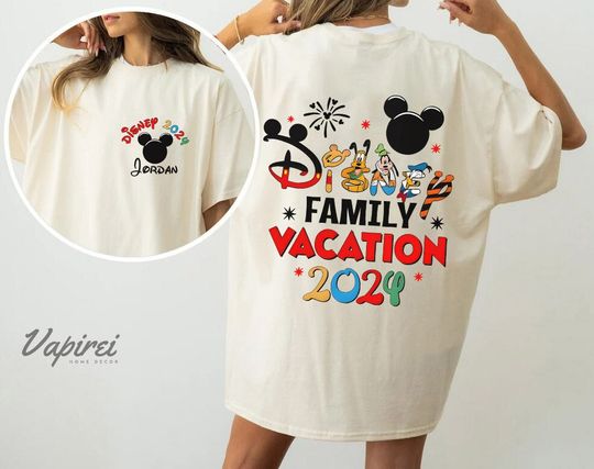 Personalized Disney 2024 Disney Family Vacation Double Sided Shirt