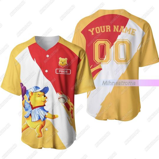 Personalized Pooh Baseball Jersey Shirt, Winnie The Pooh