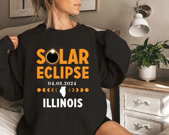 Custom USA City State Solar Eclipse 2024 Sweatshirt, Total Solar Eclipse 2024 Unisex Sweatshirt, Personalized Sweater, 8th April 2024 Tshirt