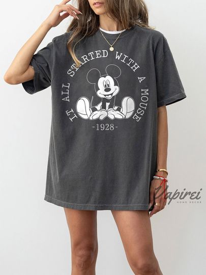 It All Started With A Mouse Disney Classic Mickey Mouse Pose Shirt
