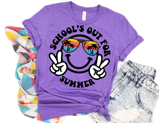 School's Out for Summer Smiley Face Shirt, Teacher Summer Shirt