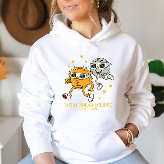 Custom Total Solar Eclipse Hoodie, City State Eclipse 4.8.2024 Hoodi, Friends Group Eclipse Event Souvenir Hoody White, Astrology Lover Gift
