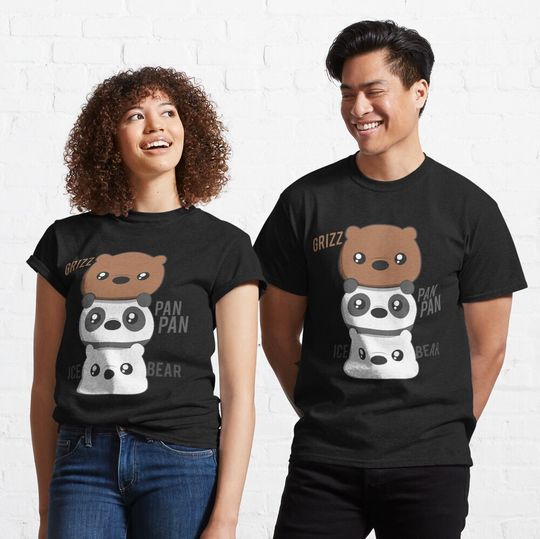 We Bear Bears T-shirt, Cute Panda Embroidery T-shirts