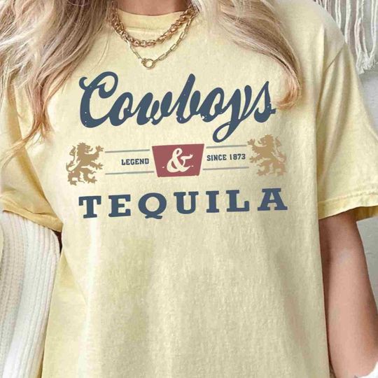 Comfort Colors Cowboys and Tequila, Trendy Tshirt. Oversized Tshirt, CCOORS, Cowboy, Cowgirl T-shirt, Country Rodeo Shirt, Tequila Tee