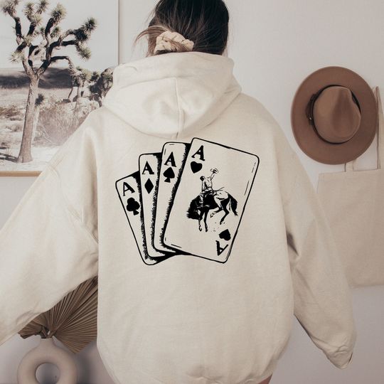 Ace Card Cowboy Hoodie, Playing Card , Country Girl Hoodie, Western , Poker Card Games Hoodie