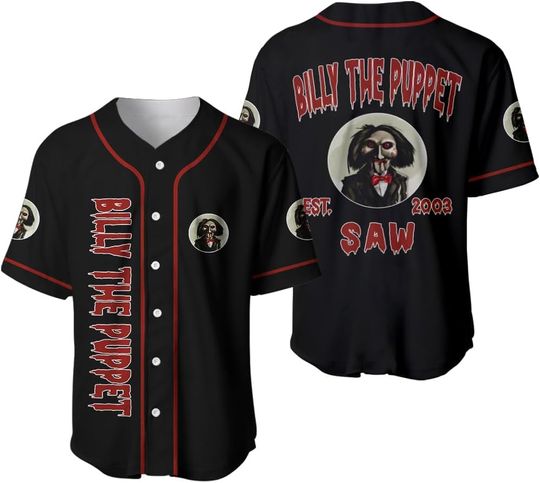 Horror Movie Baseball Jersey Shirt for Men Women Halloween Outfits for Adults Young Horror Character 3D T-Shirt