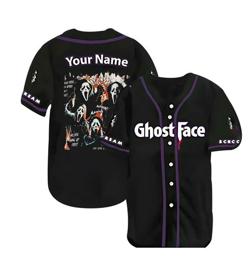 Baseball-Trikot-Shirt Personalisierter Name Ghostface Scream Horror Halloween