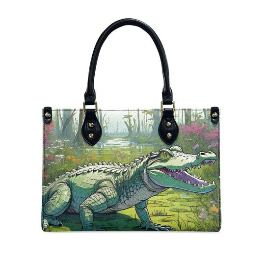 Alligator Pattern Leather Handbag