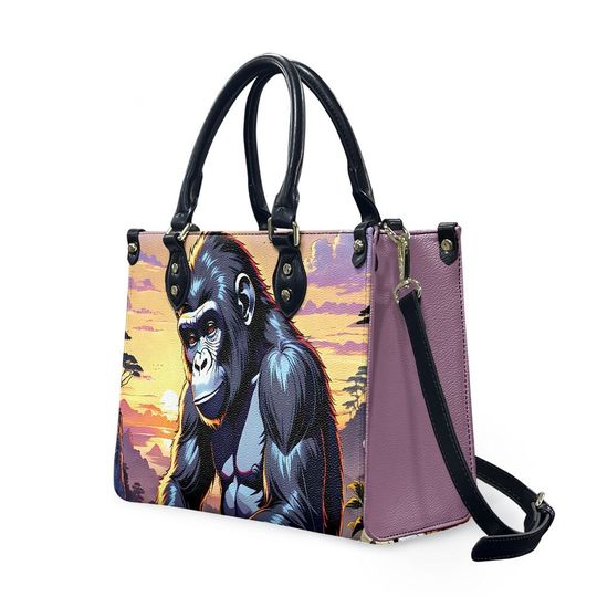 Gorilla Pattern Leather Handbag, Gift for Women