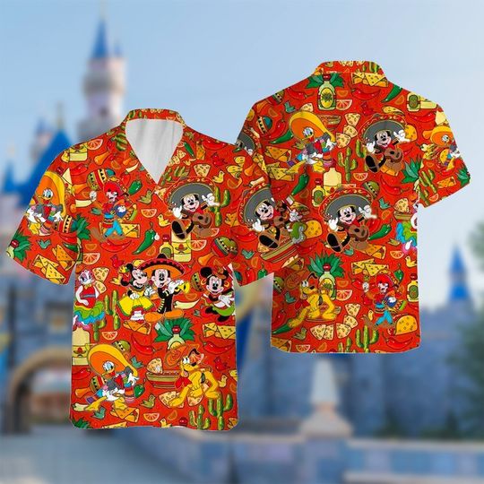Mexican Mouse And Friend Beach Shirt, Characters Button Up Shirt Holiday