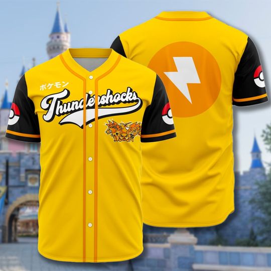 Electric Type Baseball Jersey, Japanese Anime Baseball Jersey