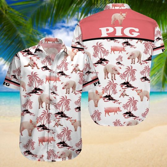 Pig Hawaiian Shirt, Pig Shirt Men, Funny Pig Shirt, Button Up Shirt, Pig Farm Shirt, Pig Button Shirt, Pig Summer Shirt, Pig Lover Shirt