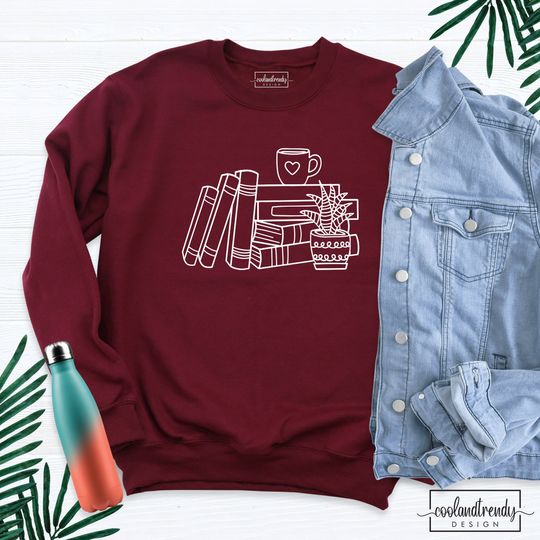 Coffee and Books Sweatshirt, Librarian Sweatshirt, Book Lovers Sweater, Coffee Shirt, Bookworm Shirt, Reading Sweatshirt, Coffee Lover Sweater