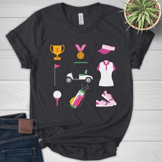 Golf Ribbon Shirt, Pink Golf Shirt, Preppy Shirt, Golf Girl Shirt, Aesthetic