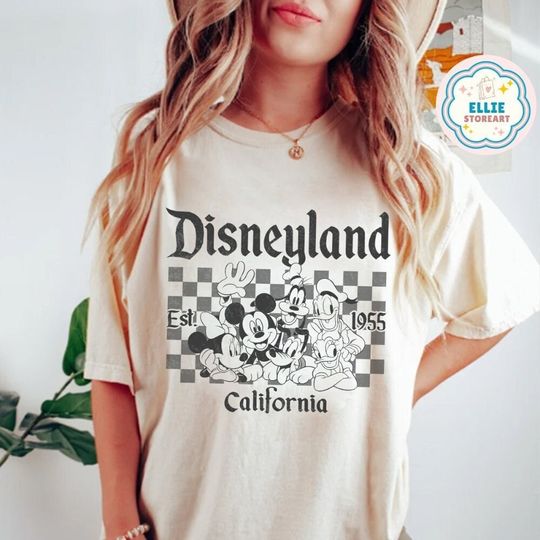 Vintage Mickey and Friends Checkered Disneyland Est 1955 Shirt