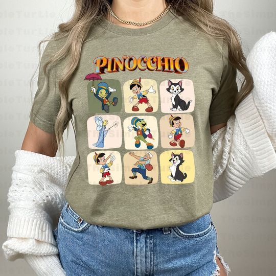 Pinocchio Characters Shirt,Jiminy Cricket - Figaro - The Fairy With Turquoise Hair - Geppetto, Pinocchio Gift Shirt, Pinocchio Vacation Tee