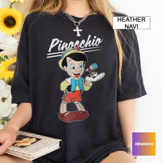 Retro Disney Pinocchio and Jiminy Cricket Shirt, Disneyland Holiday Vacation Trip, Unisex T-shirt Family Birthday Gift, Disneyland Shirt