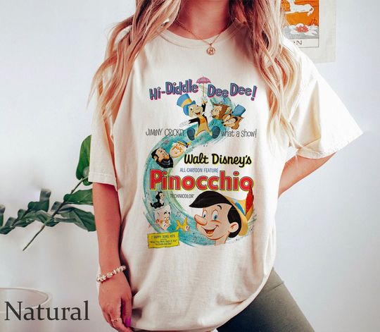 Vintage Disney Pinocchio Shirt, Pinocchio Classic Poster Shirt, Retro Jiminy Cricket Shirt, Pinocchio T-Shirt