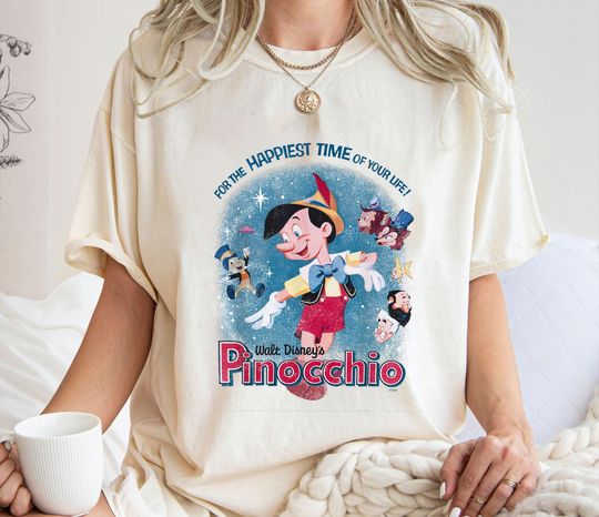 Retro For The Happiest Time In Your Life Shirt, Pinocchio T-Shirt, Pinocchio Geppetto Tee, Jiminy Cricket, Disney Vacation, Disneyland Trip