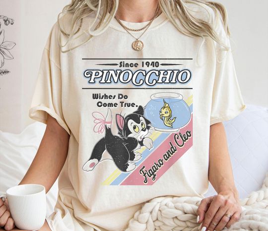 Wishes Do Come True Figaro And Cleo Retro Shirt, Pinocchio T-Shirt, Disney Family Vacation, Disneyland Trip