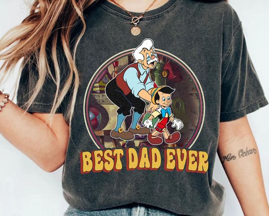 Vintage Disney Pinocchio & Geppetto Shirt | Best Dad Ever T-Shirt | Retro Disney Fathers Day Matching Tee | Disneyland Family Trip