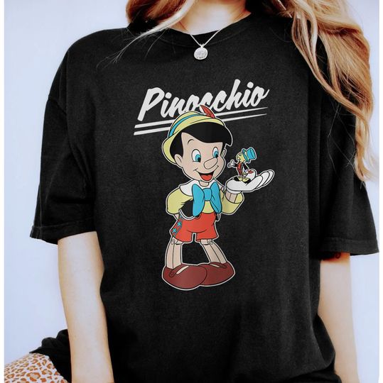 Retro Disney Pinocchio and Jiminy Cricket Shirt, Disneyland Holiday Vacation Trip, Unisex T-shirt Family Birthday Gift Adult Kid Toddler Tee