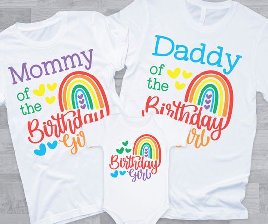 Rainbow Family T-Shirts for her Birthday Party