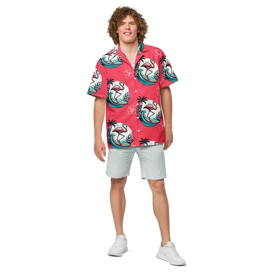 Flamingo Men Hawaiian shirt, Beach Vibes Shirt