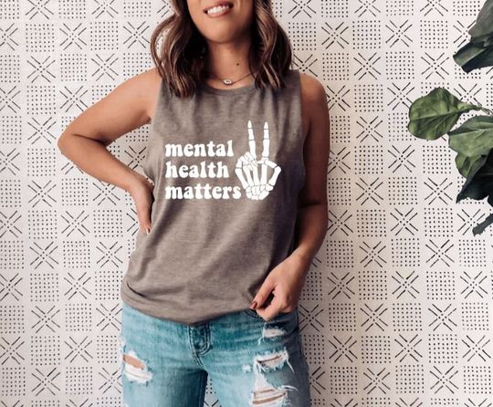 Mental health matters skeleton | Yoga Muscle Tank | Meditation | Zen | Spiritual Shirt | Namaste | Inspirational Motivational Tee