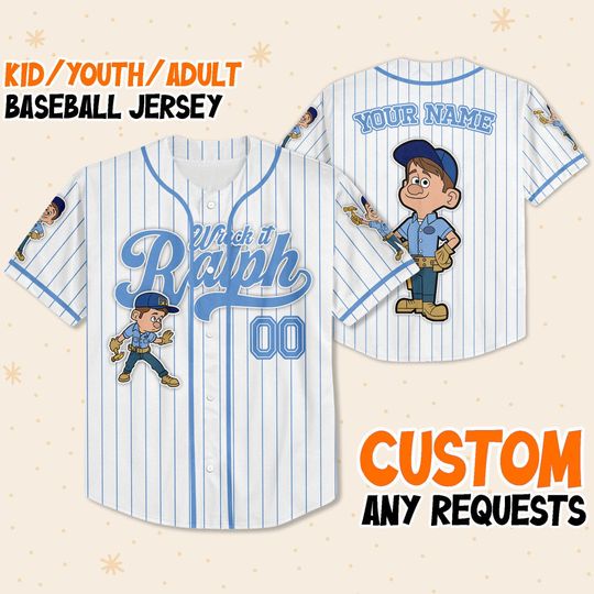 Custom Disney Wreck it Ralph Felix Simple Stripe Baseball Jersey