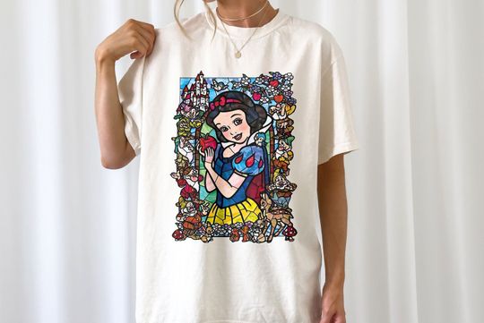 Vintage Snow White Stained Glass Shirt, Snow White Shirt, 7 Dwarfs Shirt