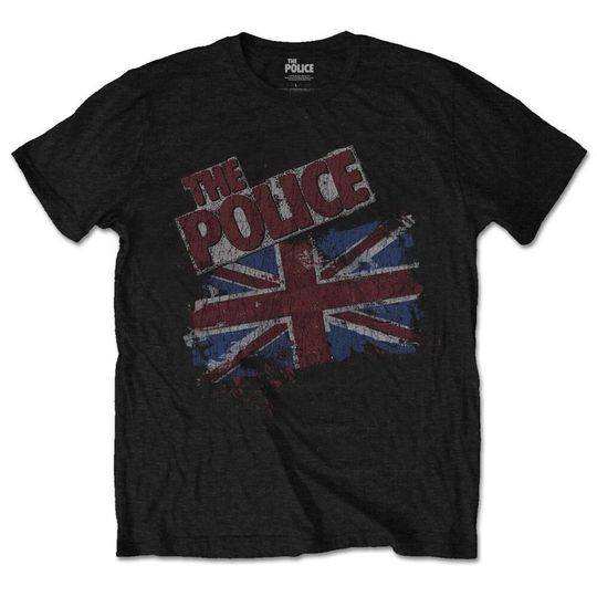 Vintage T-Shirt - The Police Unisex Vintage Flag 70's Classic Rock Retro Tee