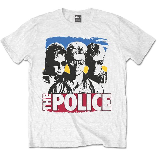 The Police Band Photo Sunglasses White T Shirt A Rock Off Officially Licensed