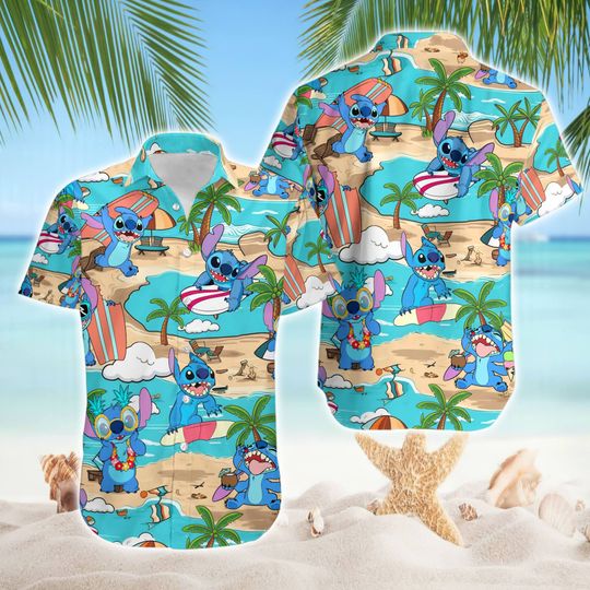 Stitch Summer Hawaiian Shirt, Stitch Birthday Gift, Stitch Cruise