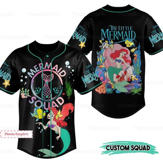 Ariel Princess Jersey, Ariel Princess Jersey Shirt, The Little Mermaid Baseball Jersey