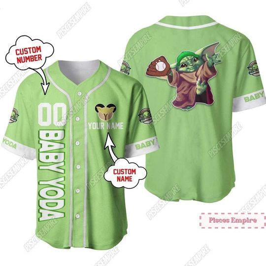 Baby Yoda Baseball Jersey, Baby Yoda Jersey Shirt, Star Wars Jersey, Custom Name Shirt