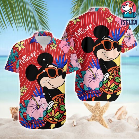 Disneyland Mickey Mouse Hibiscus Hawaiian Shirt