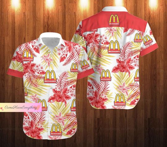 Mcdonald's Button Shirt, Mcdonald Hawaiian Beach Shirt