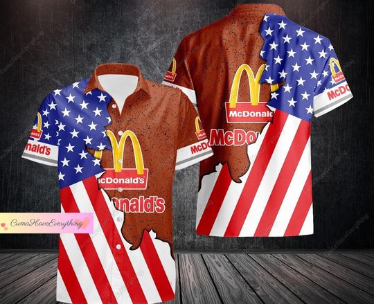 Mcdonald's Button Shirt, American Flag Shirt