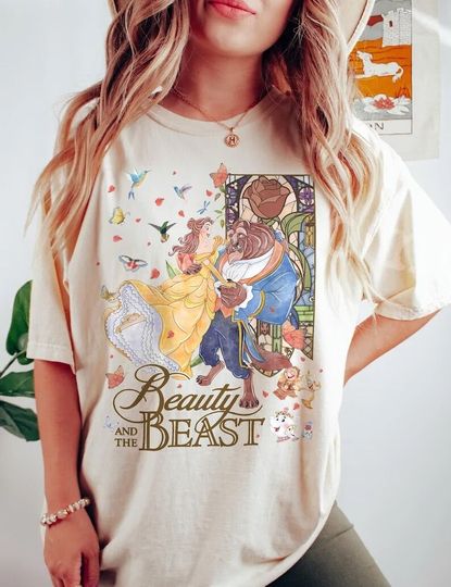 Vintage Beauty And The Beast Comfort Colors Shirt, Disney Shirts, Disney Princess Shirt, Disney Princess Belle Shirt, Disneyworld Shirts