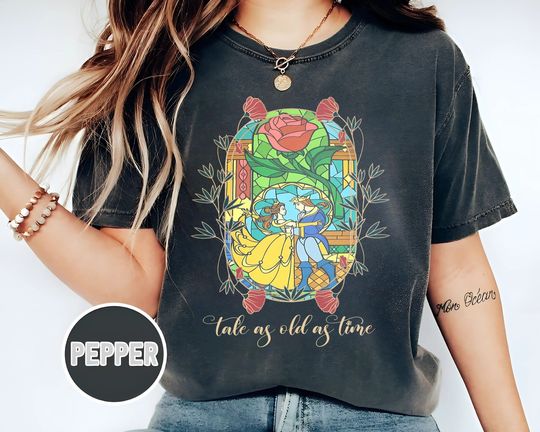 Comfort Colors Vintage Tale as Old as Time Shirt, Retro Beauty and the Beast T-Shirt, Disney Princess Shirt, Belle Beauty Princess Tees