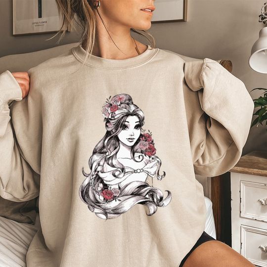 Beauty and The Beast Belle Sweatshirt, Vintage Belle Princess Sweatshirt, Beauty and the Beast , Belle Rose Shirt