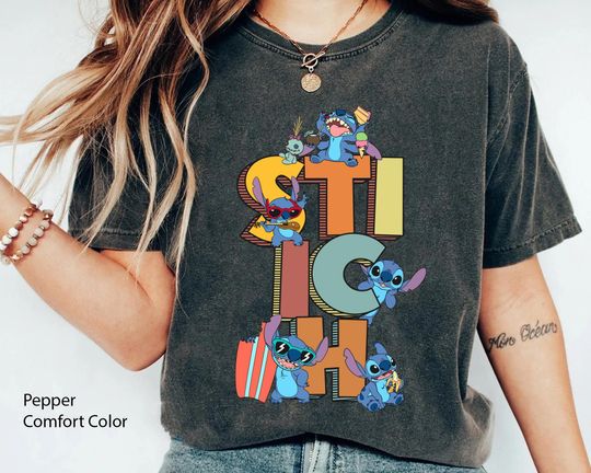 Retro Disney Stitch Comfort Colors Shirt, Funny Lilo And Stitch T-shirt