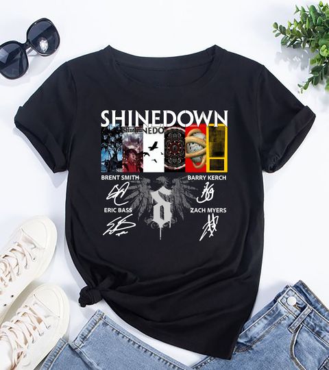 shine down Band Signatures Graphic T-shirt, shine down Rock Band Tour 2024 Shirt