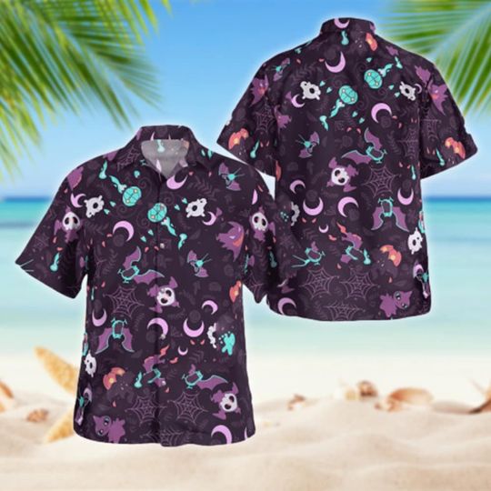 Dark Type Tropical Hawaiian Shirt, Japanese Animated Hawaiian Shirt
