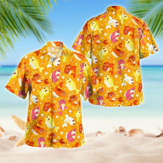 Fish Hawaiian Shirt, Japanese Animated Hawaiian Shirt