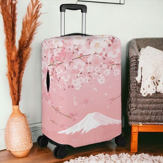 Cute Pink Cherry Blossom Japanese Polyester Luggage Cover