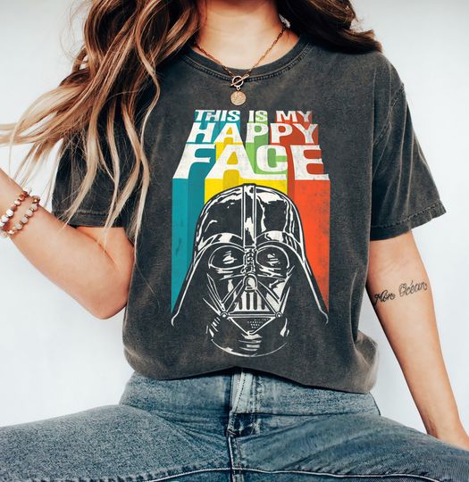 Star Wars Darth Vader This is My Happy Face Shirt, Star Wars Shirt, Galaxy's Edge Shirt, Disneyland Family Vacation Gift Tee, Magic Kingdom