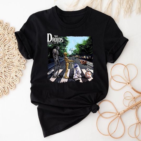 Star Wars Shirt, Droids Abbey Road T-Shirt, Movie Music Mashup Adults Gift For Men T Shirt, Disney Shirt, Starwars Shirts, Star Wars Gift