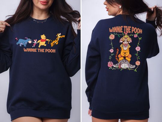 Winnie The Pooh Sweatshirt, Disney Pooh Sweatshirt, Pooh 2 Sides Tee, Tigger Sweatshirt, Eeyore Sweatshirt, Piglet Sweatshirt, Disney Vacation Shirt
